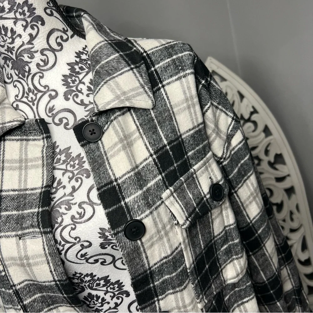 Forever 21 Plaid Shacket Size 0X NWT Boho Bohemian Plus Size Curvy - Picture 3 of 15